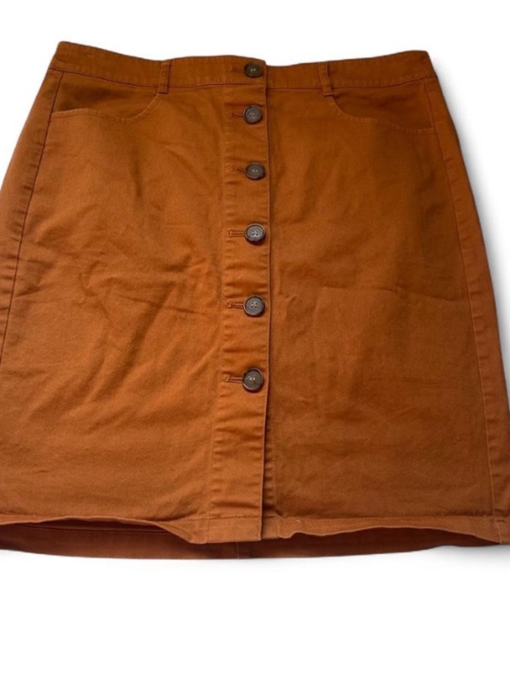 LOFT Button-Front Mini Skirt in Rust